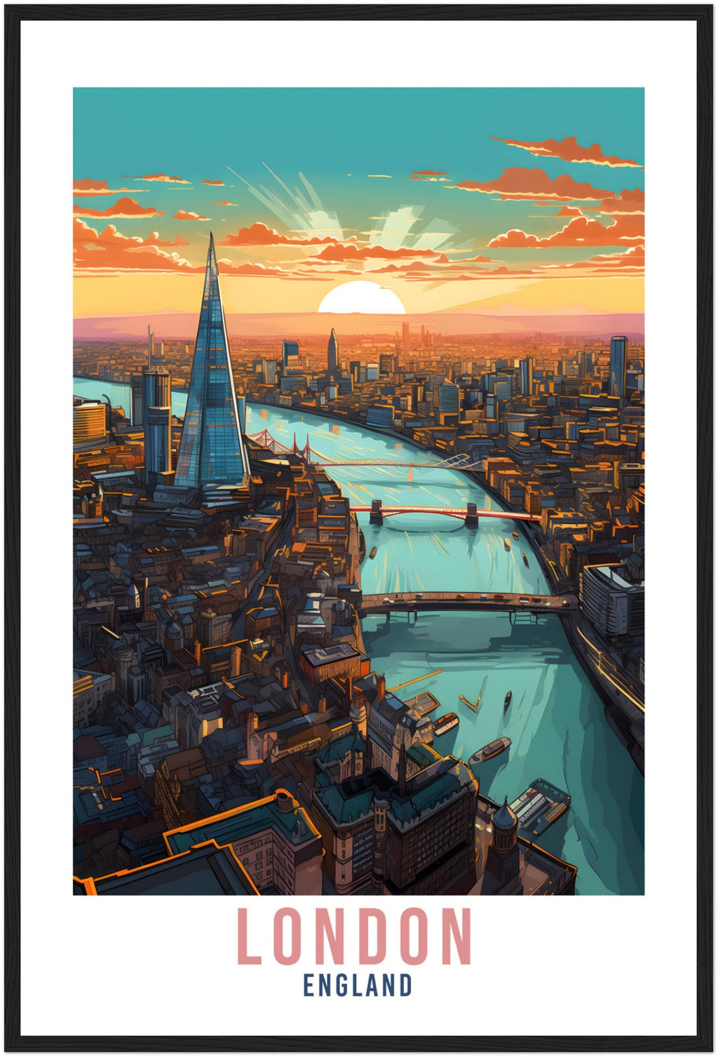 River Thames London Travel Print London Home Decor London Cityscape England Wall Hanging London Artwork Gift London Travel Poster Artwork
