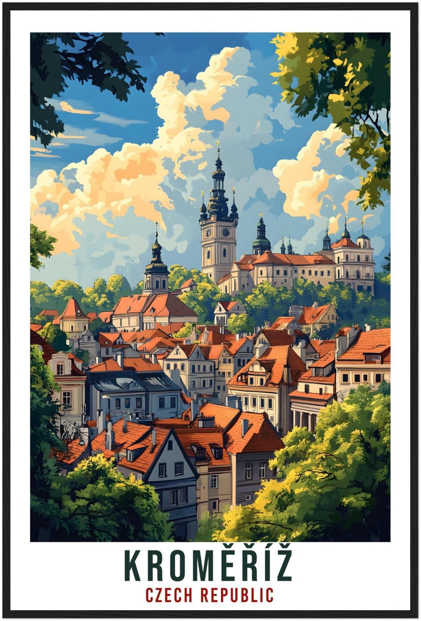 Kroměříž Travel Print Czechia Home Decor Kroměříž Wall Art Gift Wall Hanging Art Lover Kroměříž Czech Republic Artwork Travel Poster Artwork