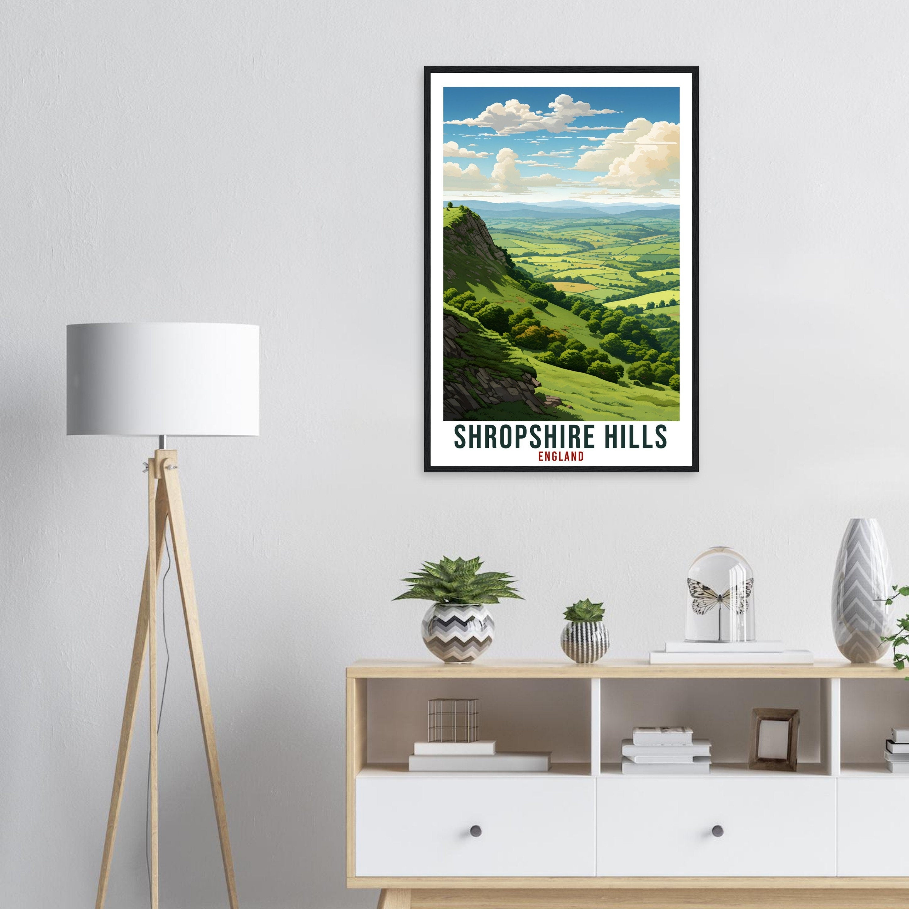 Shropshire Hills Travel Print English Wall Art Home Wall Hanging Travel Art Gift Shropshire Hills Travel Poster England Landscape Artwork