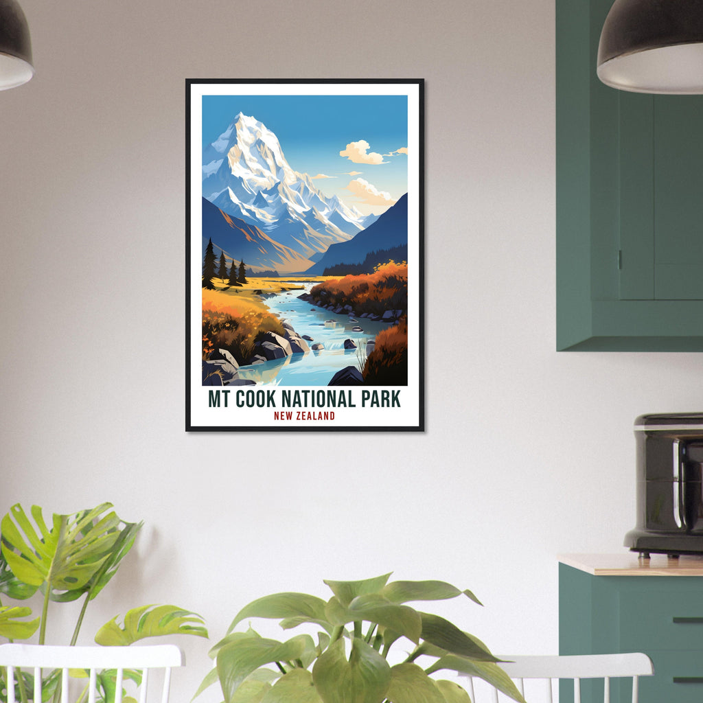 Mt Cook Travel Print Wall Art Mt Cook National Park New Zealand Artwork Mt Cook Art Gifts Mt Cook Travel Poster New Zealand Art Lovers Gift