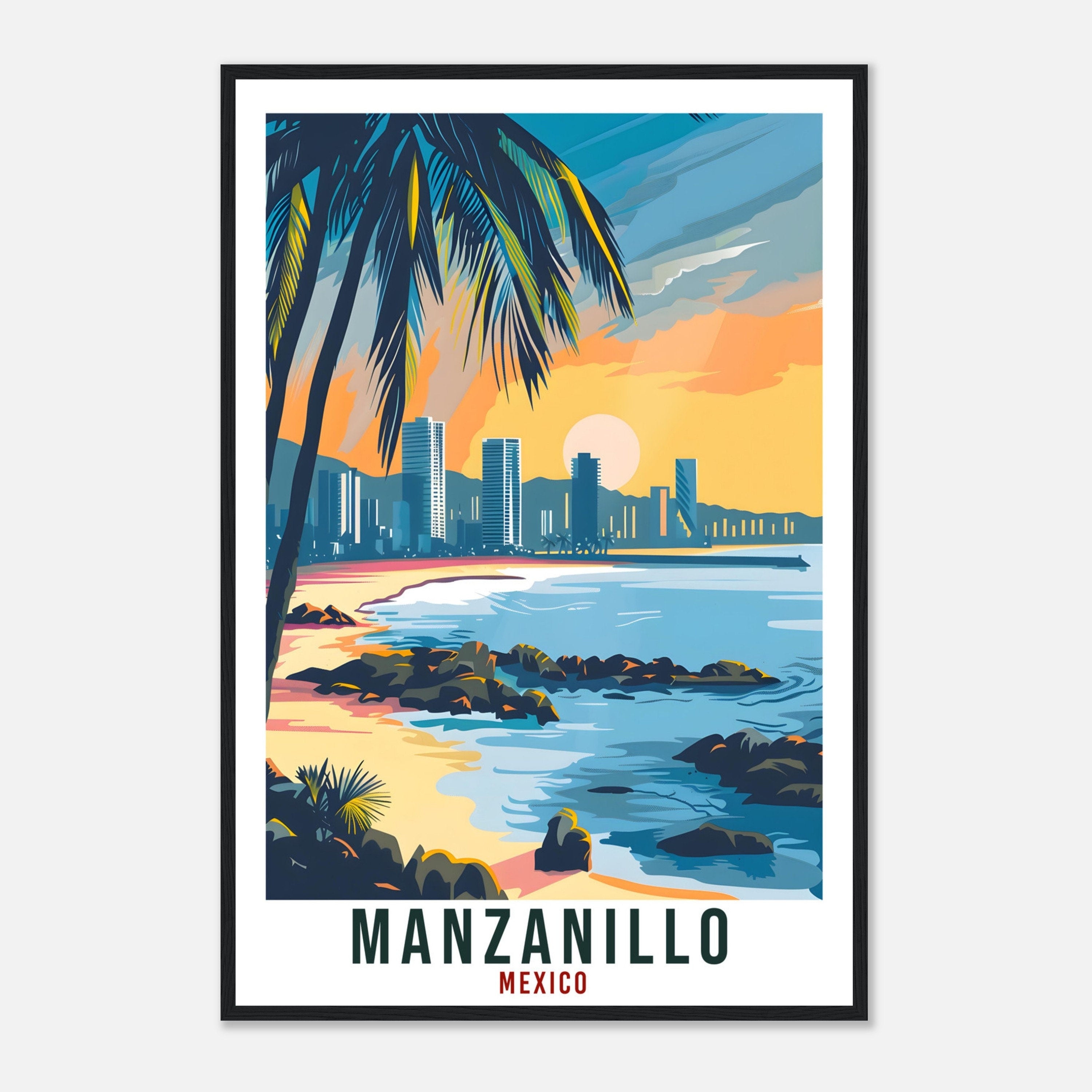 Manzanillo Mexico Travel Print Mexico Wall Art Wall Hanging Home Décor Manzanillo Gift Mexico Landmark Artwork South America Travel Poster