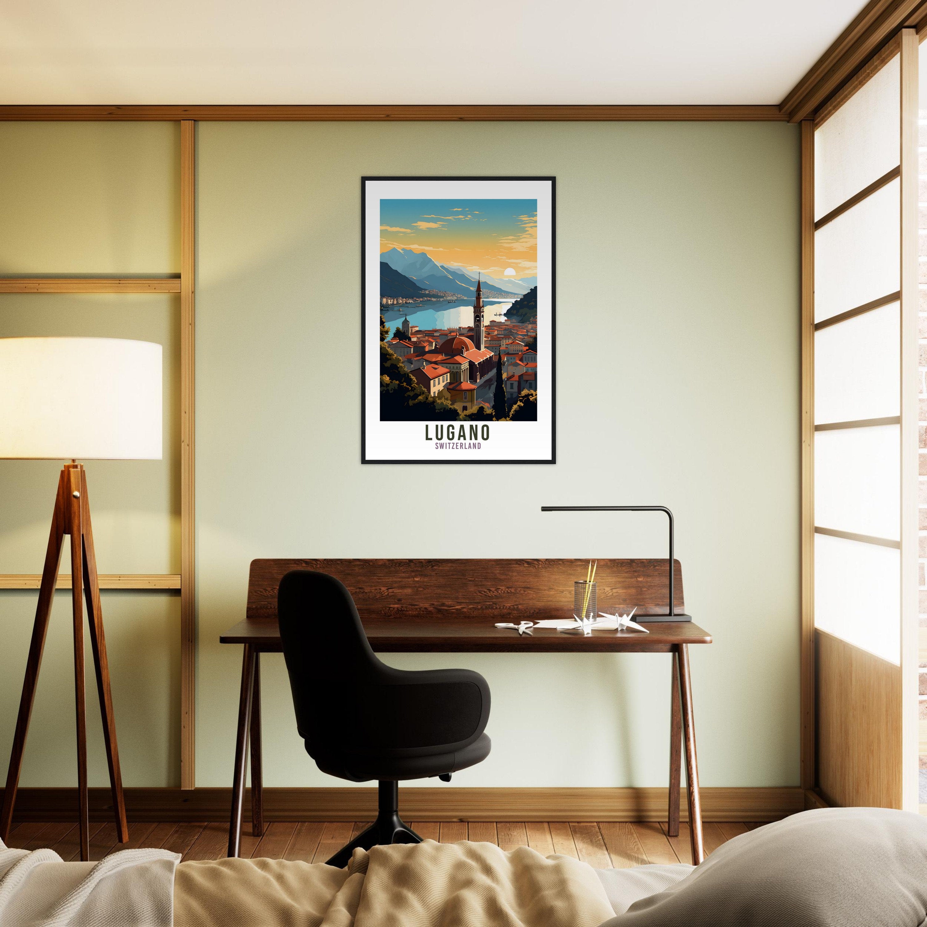 Lugano Travel Print Wall Art Lugano Lake Home Decor Switzerland Gift Holiday Lugano Art Print Lugano Travel Poster Swiss Landscape Artwork
