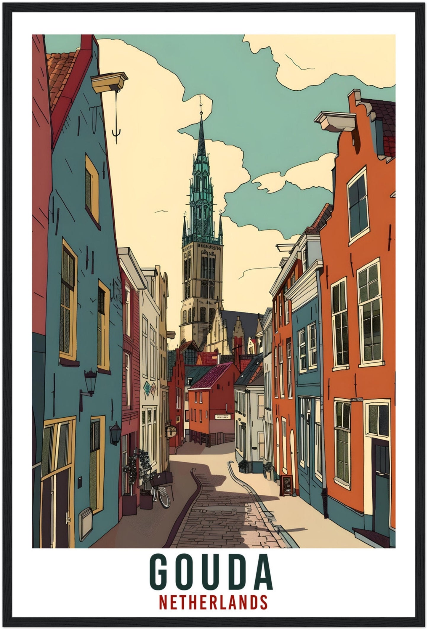 Gouda Travel Print Holland Wall Art Wall Hanging Home Décor Gouda Gift Art Lovers Gift Dutch Artwork Gift The Netherlands Travel Poster