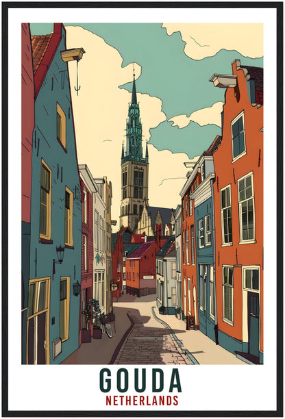 Gouda Travel Print Holland Wall Art Wall Hanging Home Décor Gouda Gift Art Lovers Gift Dutch Artwork Gift The Netherlands Travel Poster