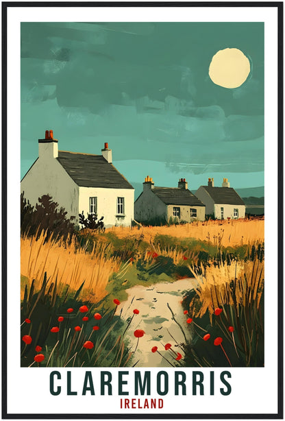 Claremorris Travel Print Ireland Home Decor Co. Mayo Wall Art Gift Wall Hanging Claremorris Irish Artwork Travel Poster Ireland Travel Art