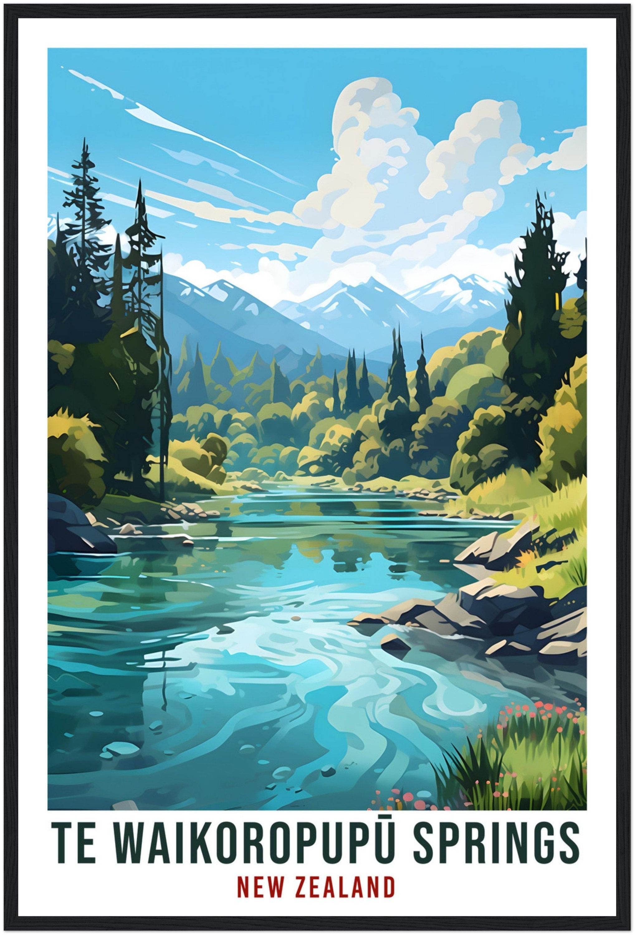 Te Waikoropupū Springs Travel Print Wall Art Te Waikoropupū New Zealand Wall Hanging Artwork Pupu Spring Gift Waikoropupū New Zealand Poster