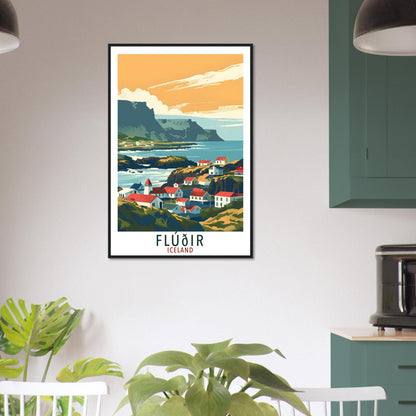 Fludir Iceland Travel Print Wall Art Wall Hanging Home Décor Fludir Gift Travel Art Iceland Fludir Artwork City Landscape Travel Poster