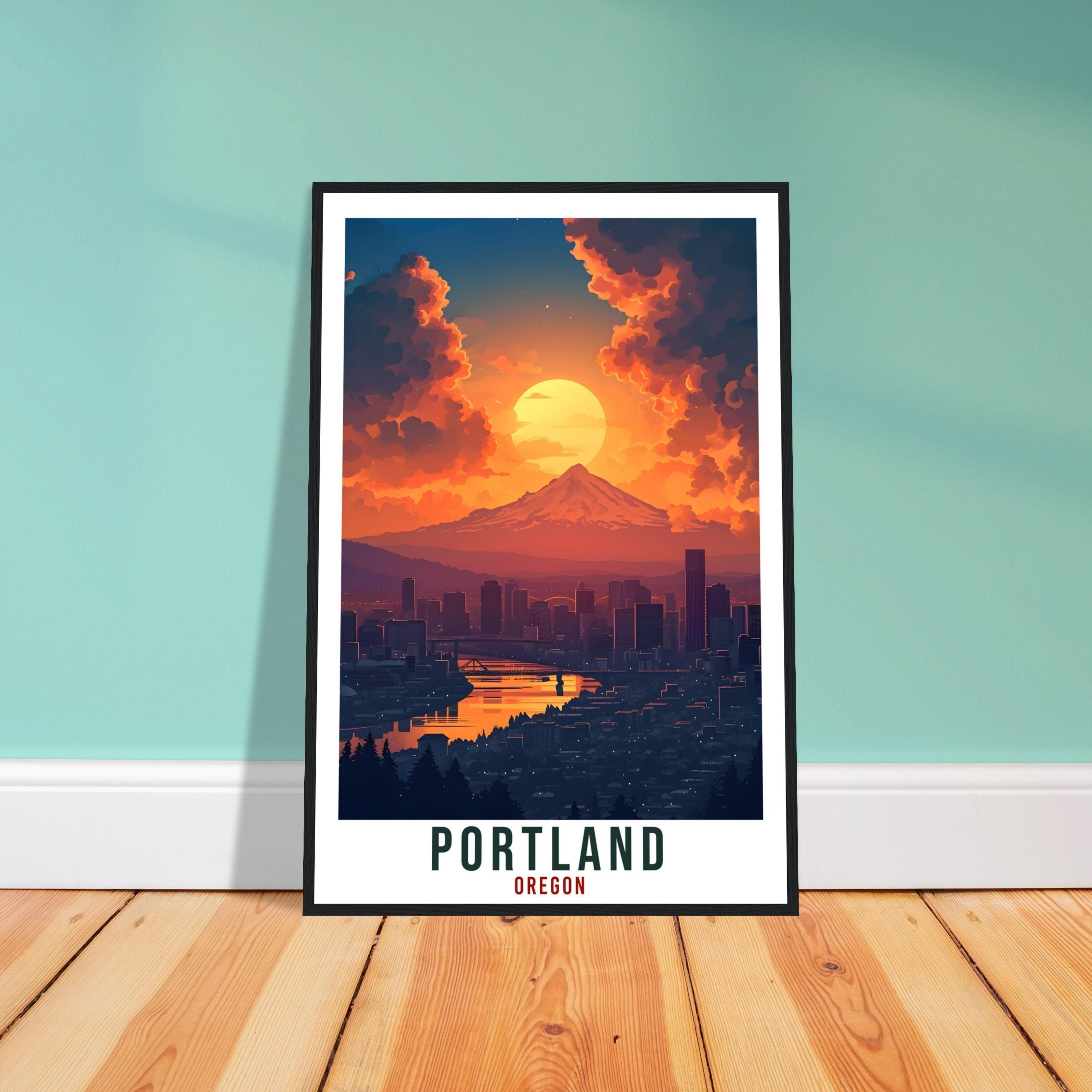 Portland Travel Poster Oregon Home Decoration USA City Wall Art Gift Wall Hanging Art Lover Oregon Artwork Portland Skyline Travel Print