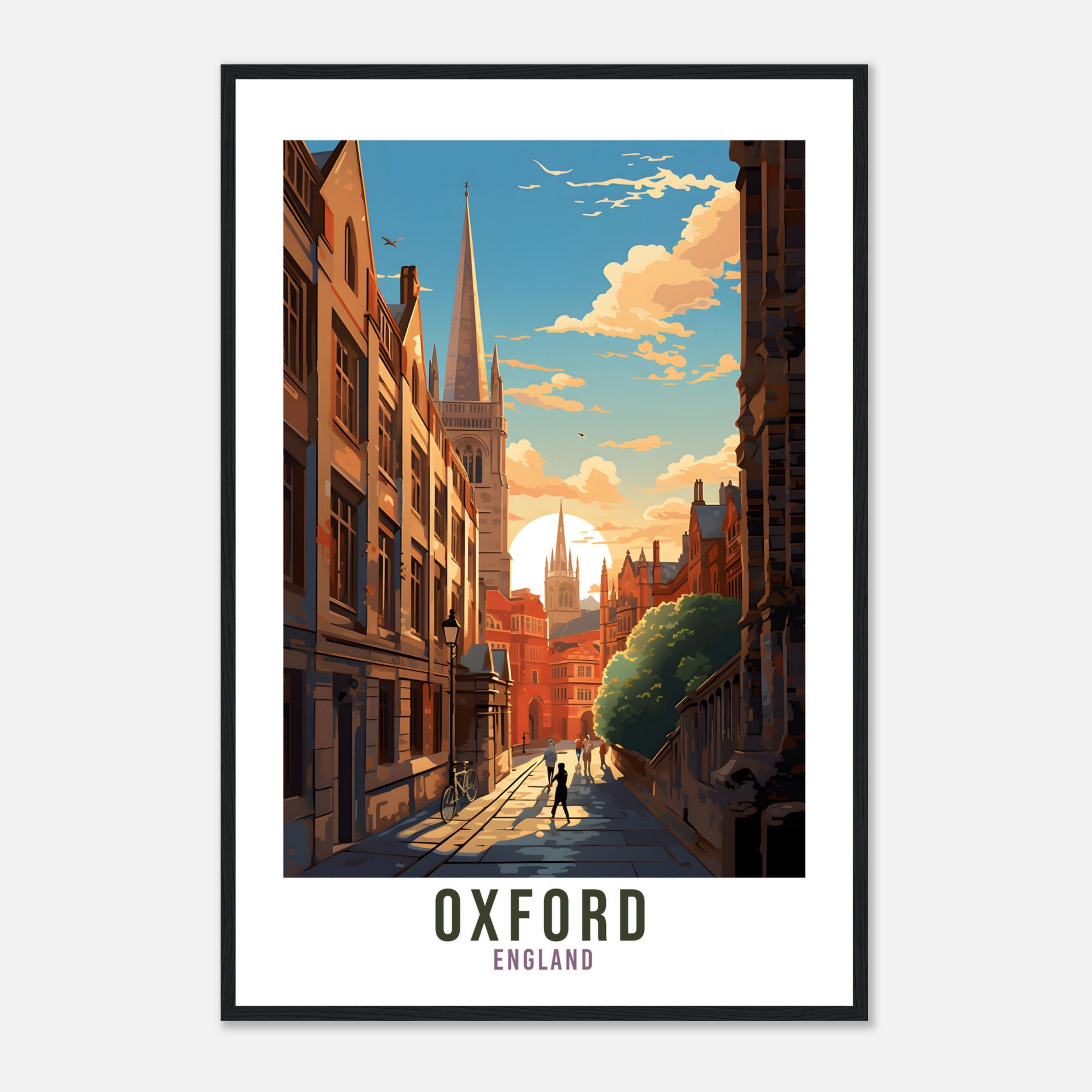 Oxford Travel Print Home Decor Oxfordshire England Wall Hanging Oxford Artwork Gift Oxford Travel Poster Artwork Oxford Art Lovers Gifts