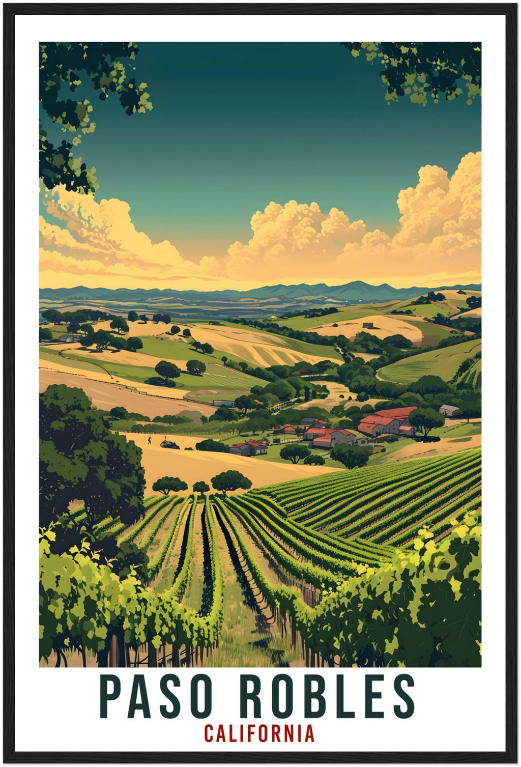 Paso Robles Travel Print California Home Decor USA City Wall Art Gift Wall Hanging Art Lover California Artwork Paso Robles Travel Poster