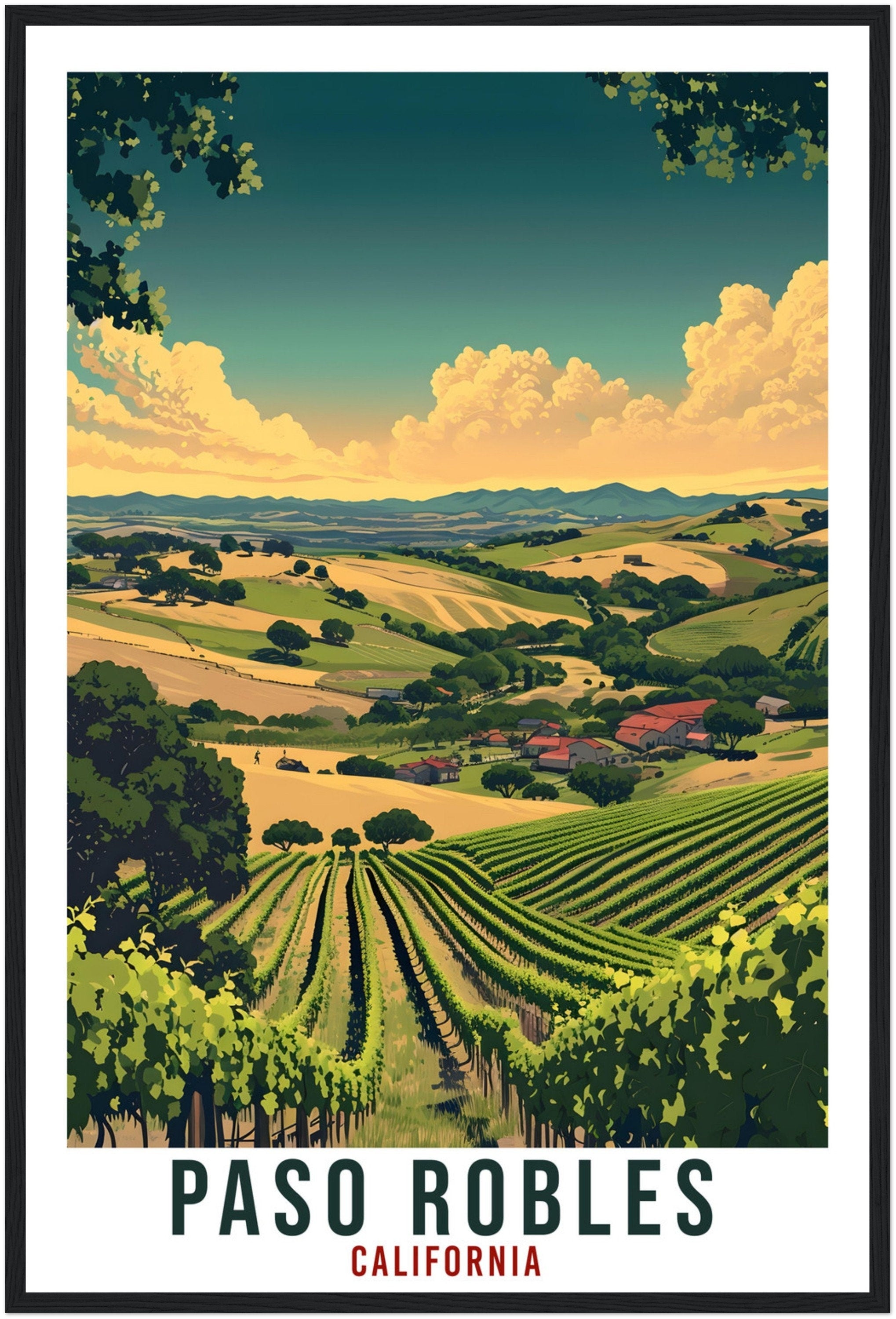 Paso Robles Travel Print California Home Decor USA City Wall Art Gift Wall Hanging Art Lover California Artwork Paso Robles Travel Poster