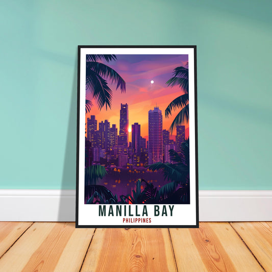 Manilla Bay Philippines Travel Print City Wall Art Wall Hanging Home Décor Manilla Bay Gift Landmark Travel Art Philippines Travel Poster