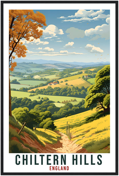 Chiltern Hills Travel Print English Wall Art Home Decor Wall Hanging Travel Art Gift Chiltern Hills Travel Poster England Landscape Artwork