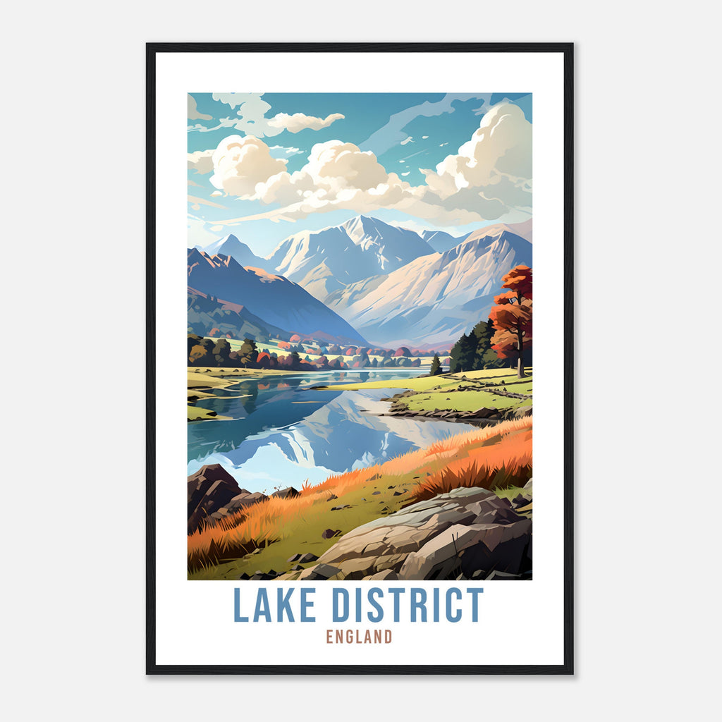 The Lake District Travel Print Lake District Home Decor Mountain Landscape England Nature Wall Hanging Lakes Artwork Gift Travel Poster