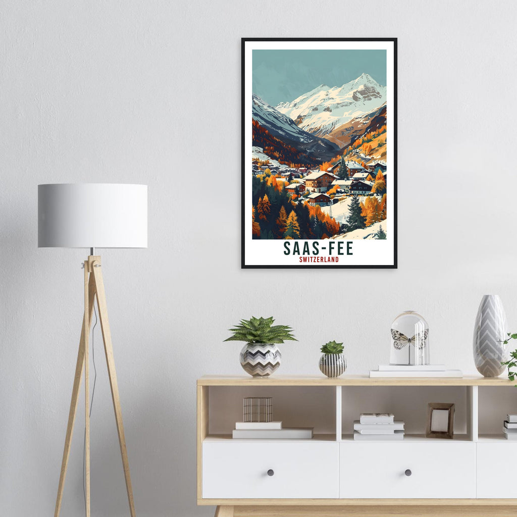 Saas-Fee Travel Print Swiss Wall Art Wall Hanging Home Living Décor Saas-Fee Gift Art Lovers Switzerland Artwork Gift Swiss Travel Poster