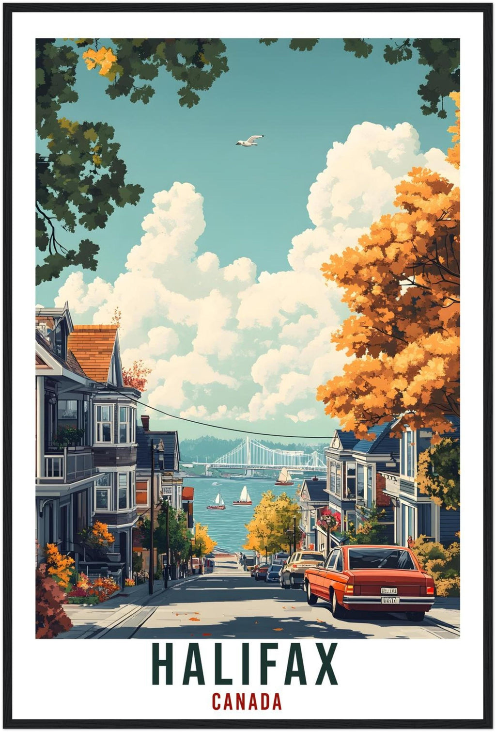 Halifax Travel Print Canada Home Decor Halifax Wall Art Gift Wall Hanging Art Lover Halifax Canadian Artwork Travel Poster Nova Scotia Art