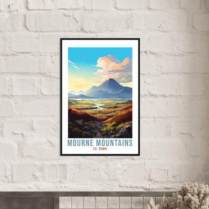 Mourne Mountains Travel Poster Northern Ireland Co. Down Travel Print NI County Down Wall Hanging Home Decor World Travel Art Mournes Gift