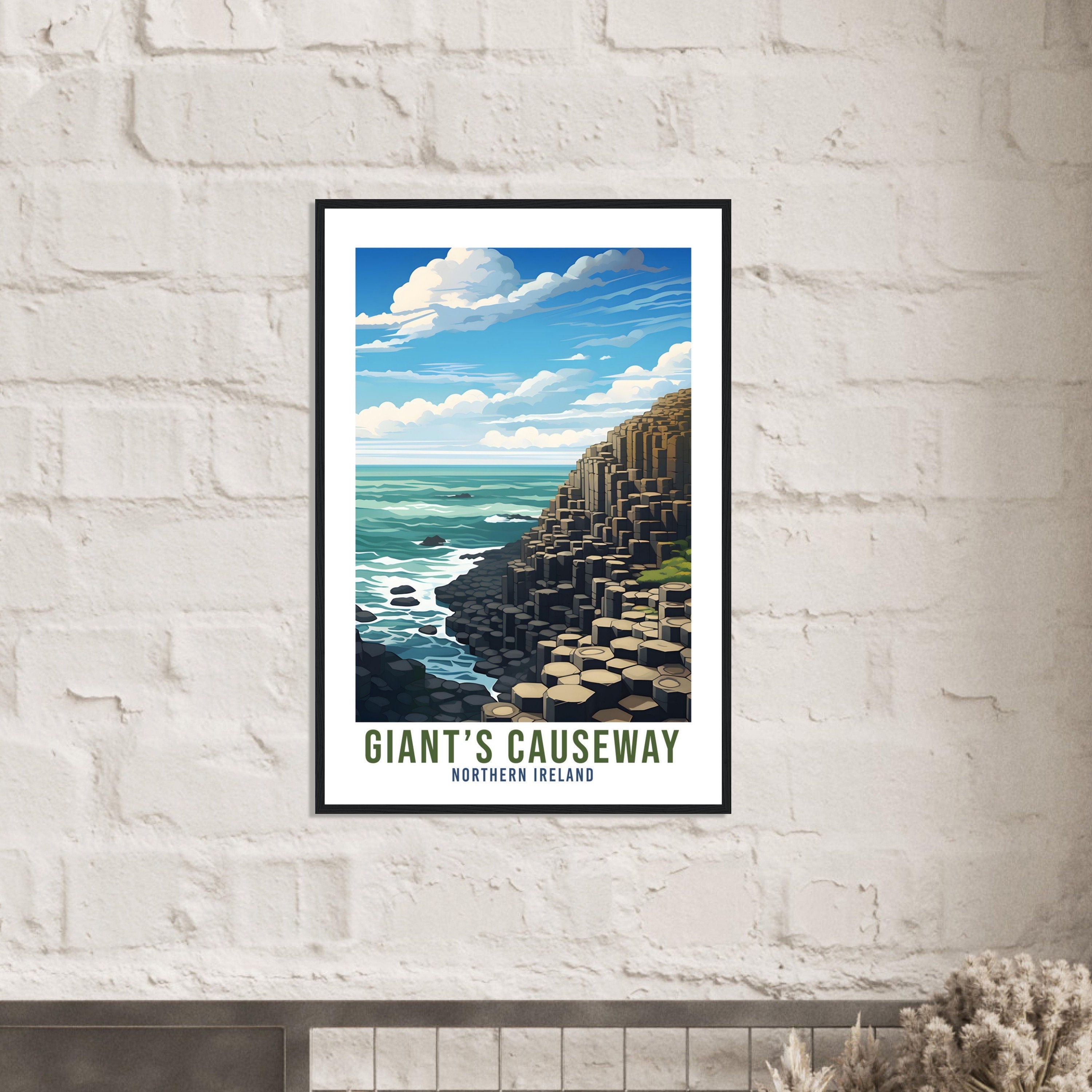 Giant's Causeway Travel Print Northern Ireland Seaside Coastal Landscape Wall Hanging Giant's Causeway Artwork Gift Causeway Coast Poster