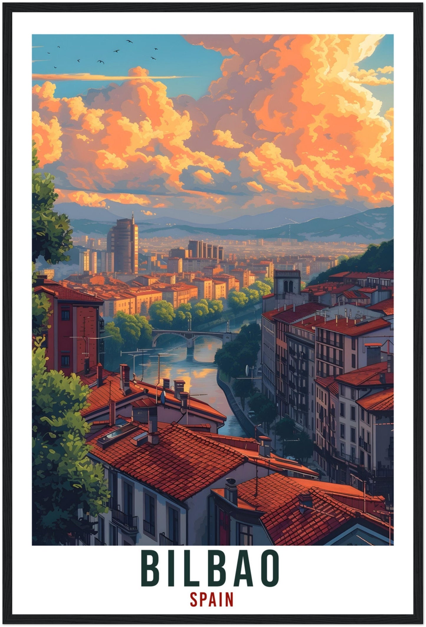 Bilbao Travel Print Spain Home Decoration Bilbao Spanish City Wall Art Gift Wall Hanging Art Lover Spain Artwork Bilbao Travel Poster Gift