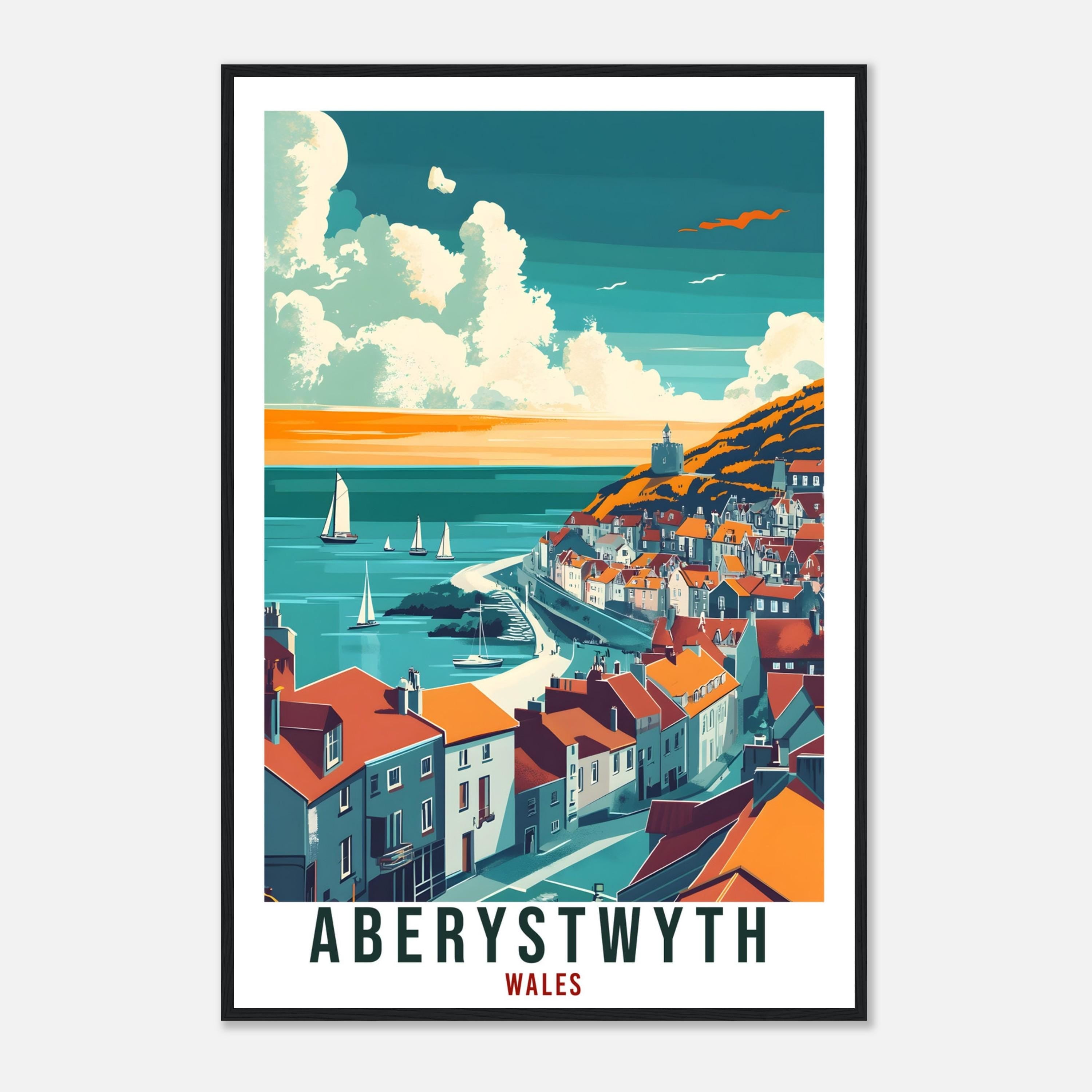 Aberystwyth Travel Print Wales Home Decor Aberystwyth Wall Art Wall Hanging Art Lover Wales Artwork Travel Poster Aberystwyth Travel Art