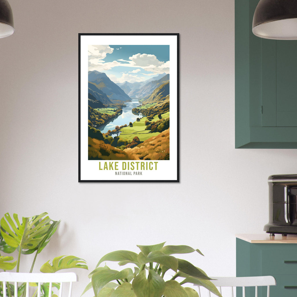 The Lake District Travel Print Lake District Home Decor Mountain Landscape England Nature Wall Hanging Lakes Artwork Gift Travel Poster