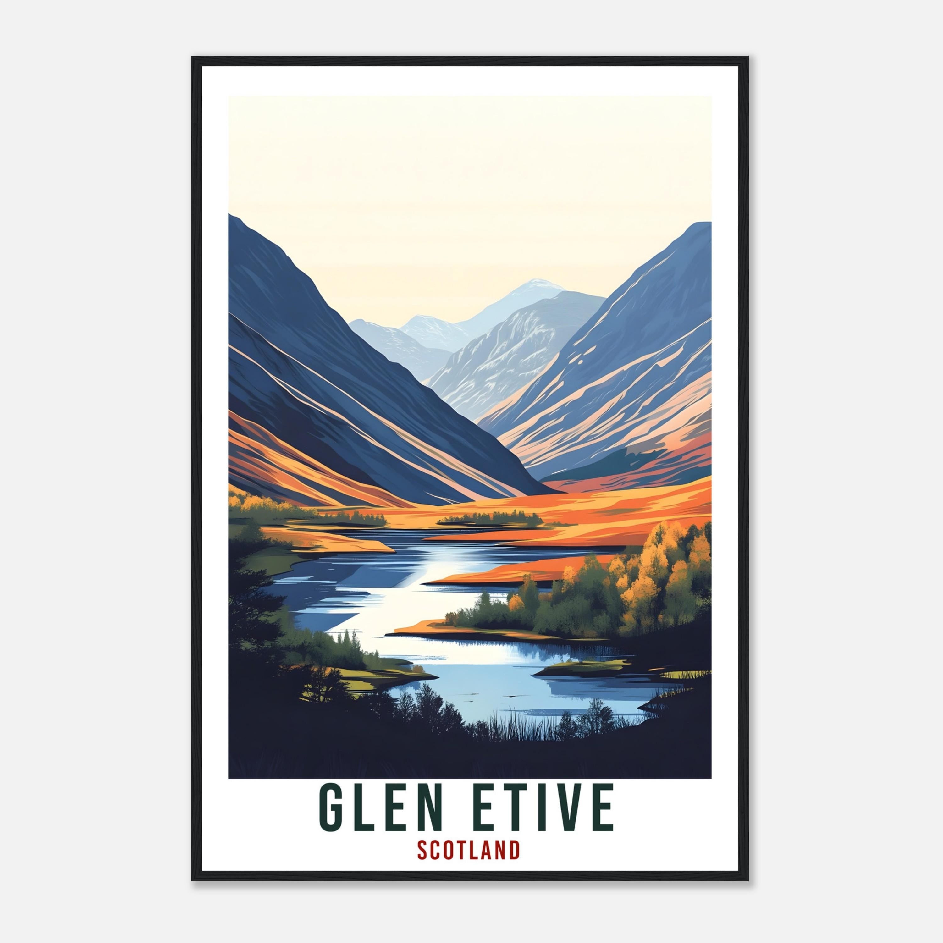 Glen Etive Travel Print Scotland Home Decor Glen Etive Wall Art Wall Hanging Art Lover Scotland Artwork Travel Poster Glen Etive Travel Art