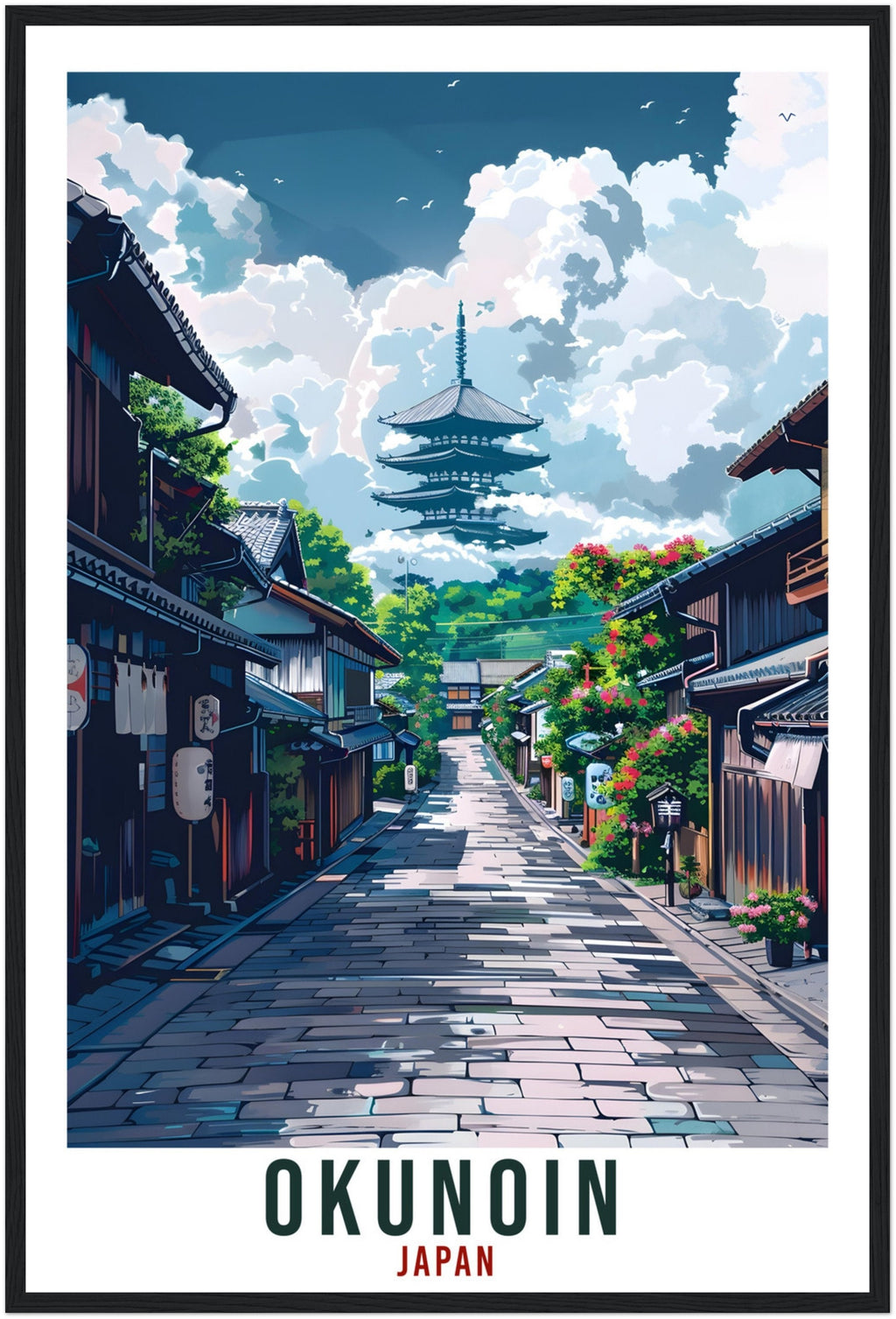 Okunoin Travel Print Japan Home Decoration Wall Art Gift Wall Hanging Art Lover Japanese Artwork Japan Okunoin Travel Poster Cityscape Print