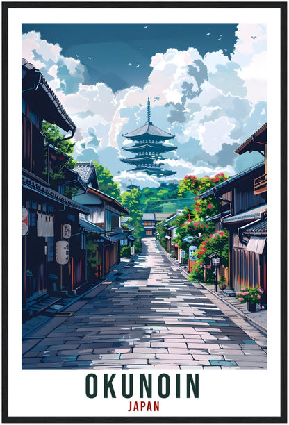 Okunoin Travel Print Japan Home Decoration Wall Art Gift Wall Hanging Art Lover Japanese Artwork Japan Okunoin Travel Poster Cityscape Print
