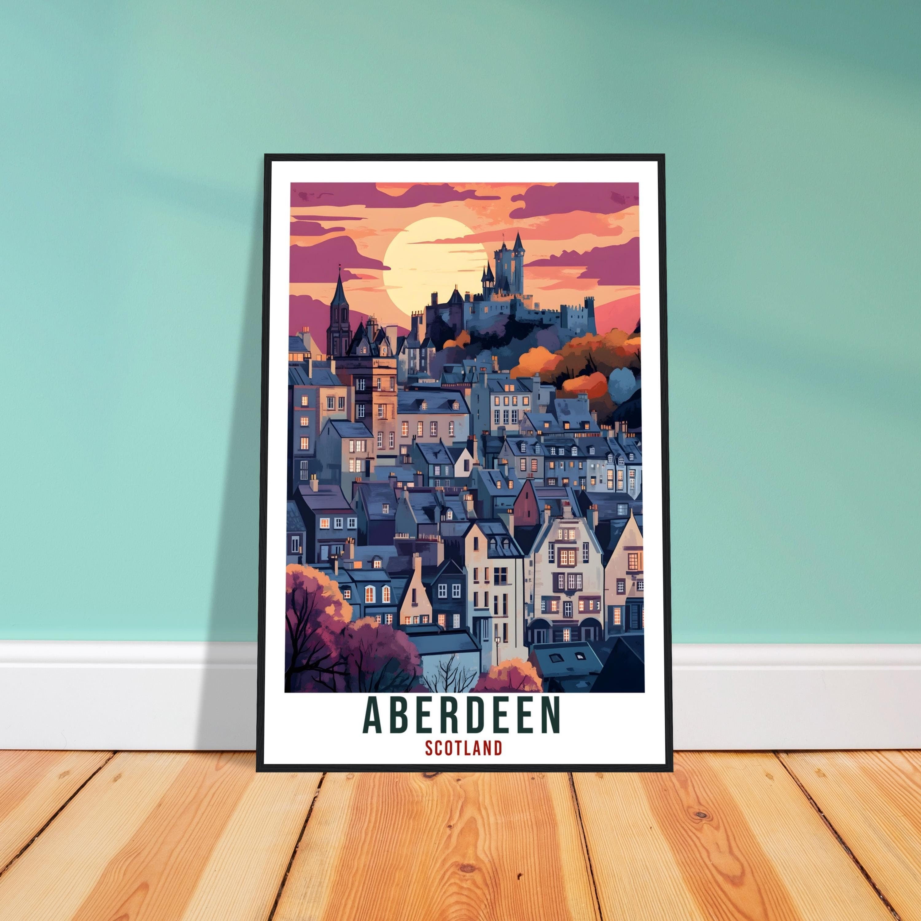 Aberdeen Travel Print Scotland Home Decor Aberdeen Wall Art Wall Hanging Art Lover Scotland Artwork Travel Poster Aberdeen Travel Art Gift