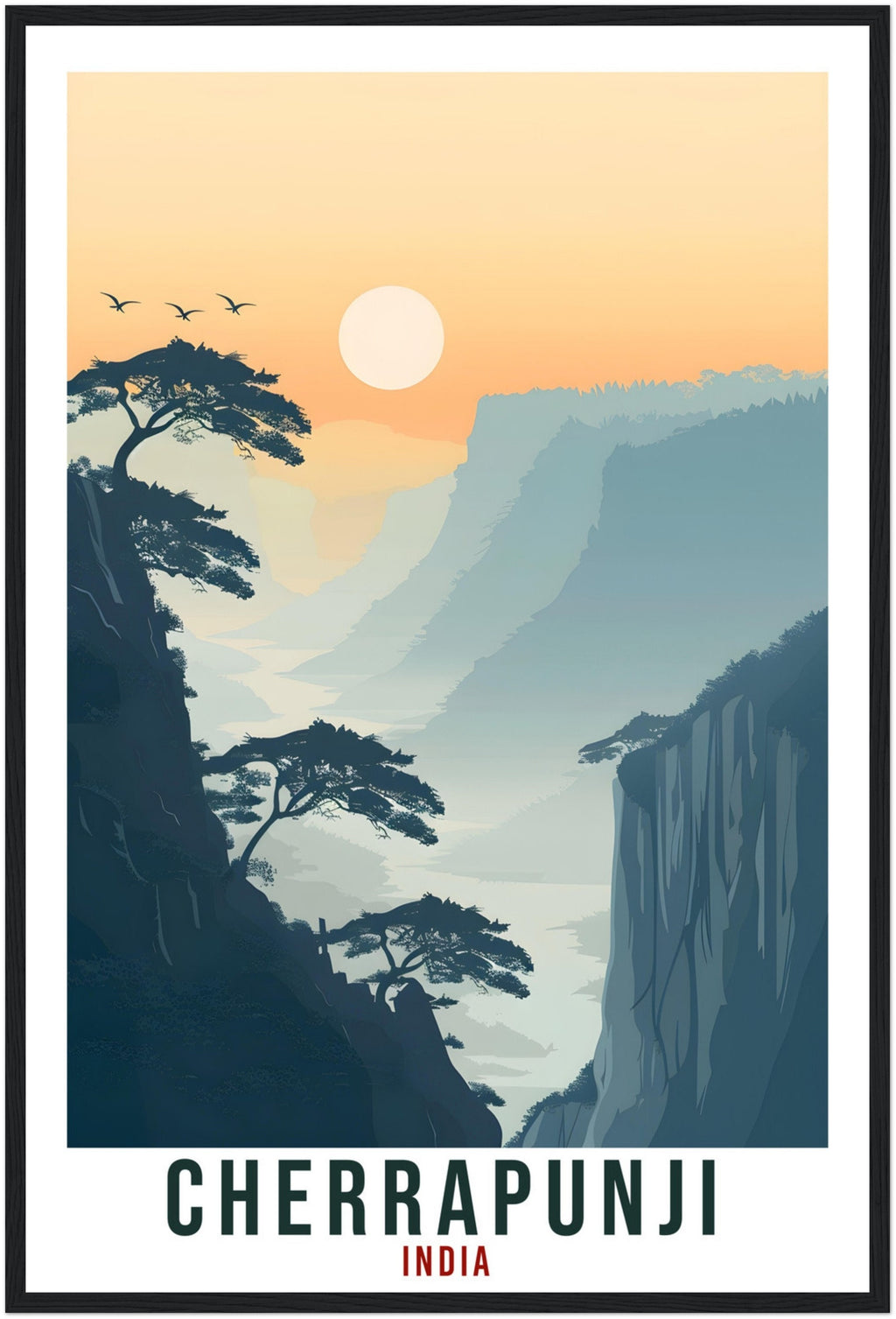 Cherrapunji Travel Print India Home Decoration Wall Art Gift Wall Hanging Art Lover Indian Artwork India Cherrapunji Travel Poster Print