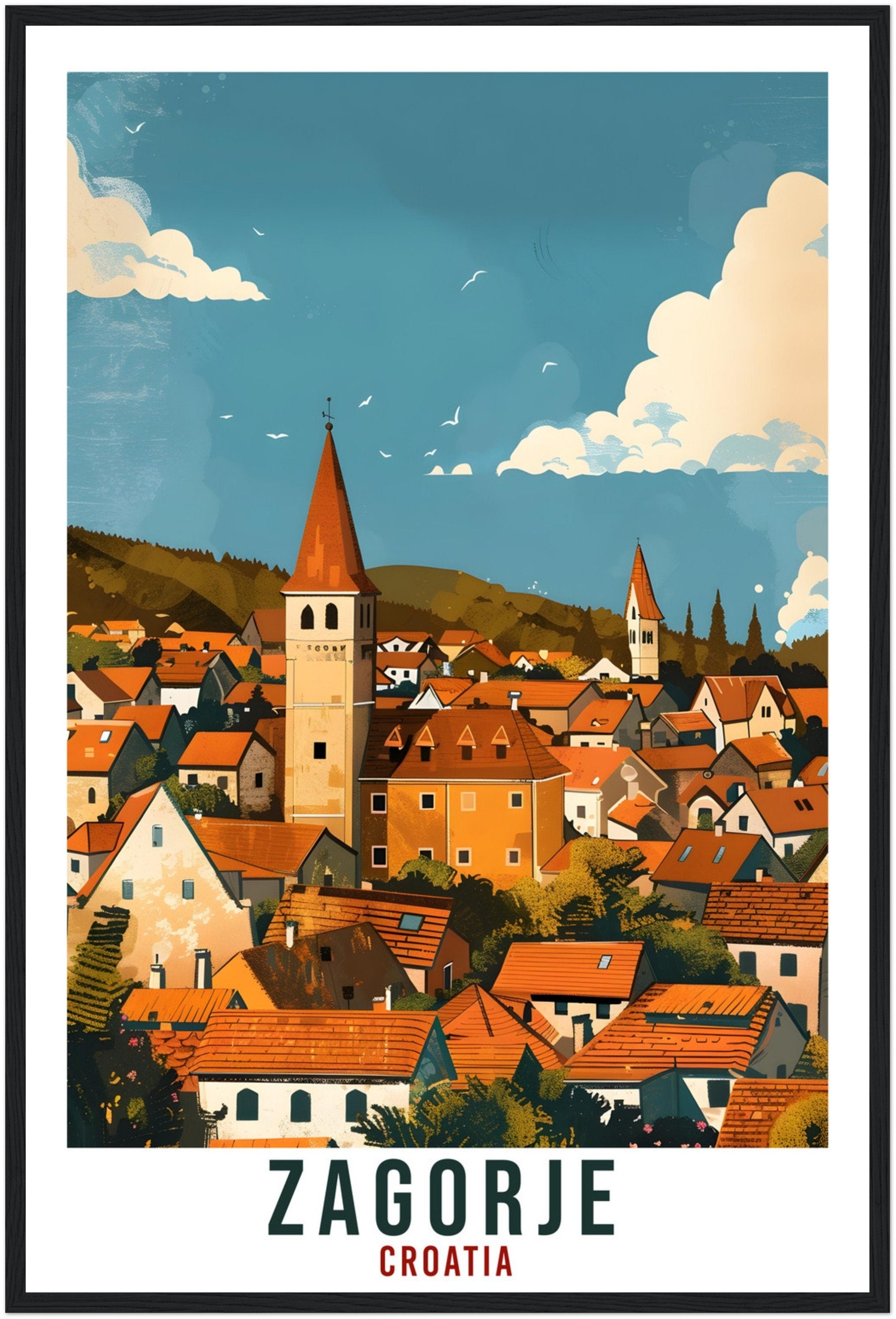 Zagorje Travel Print Croatia Wall Art Wall Hanging Home Décor Zagorje Gift Croatian Landmark Artwork Gift Croatia Holiday Travel Poster