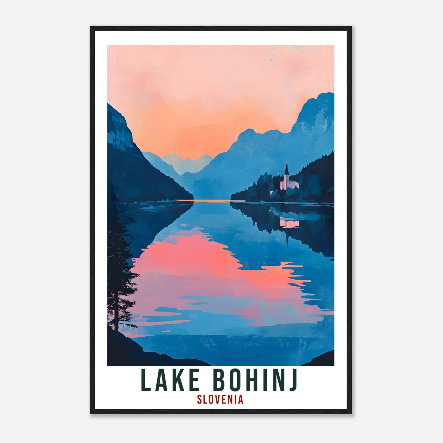 Lake Bohinj Travel Print Slovenia Decor Lake Bohinj Wall Art Gift Wall Hanging Art Lover Lake Bohinj Slovenia Artwork Travel Poster Slovenia