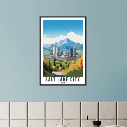 Salt Lake City Travel Poster Utah Home Decor USA City Wall Art Gift Wall Hanging Art Lover Utah Artwork Salt Lake City Skyline Travel Print