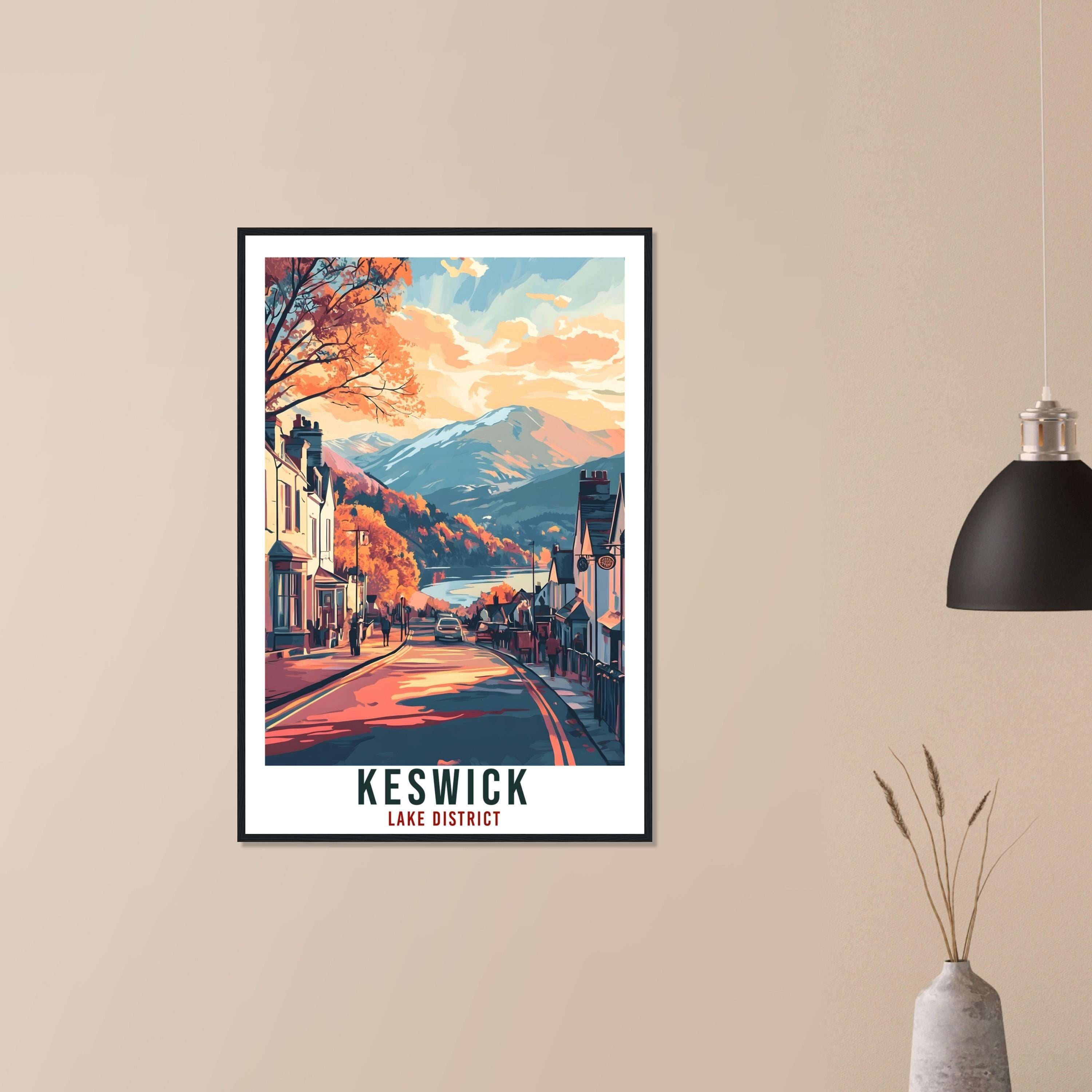 Keswick Travel Print Lake District Home Decor Keswick Wall Art Wall Hanging Art Lover Lake District Artwork Travel Poster Cumbria Travel Art