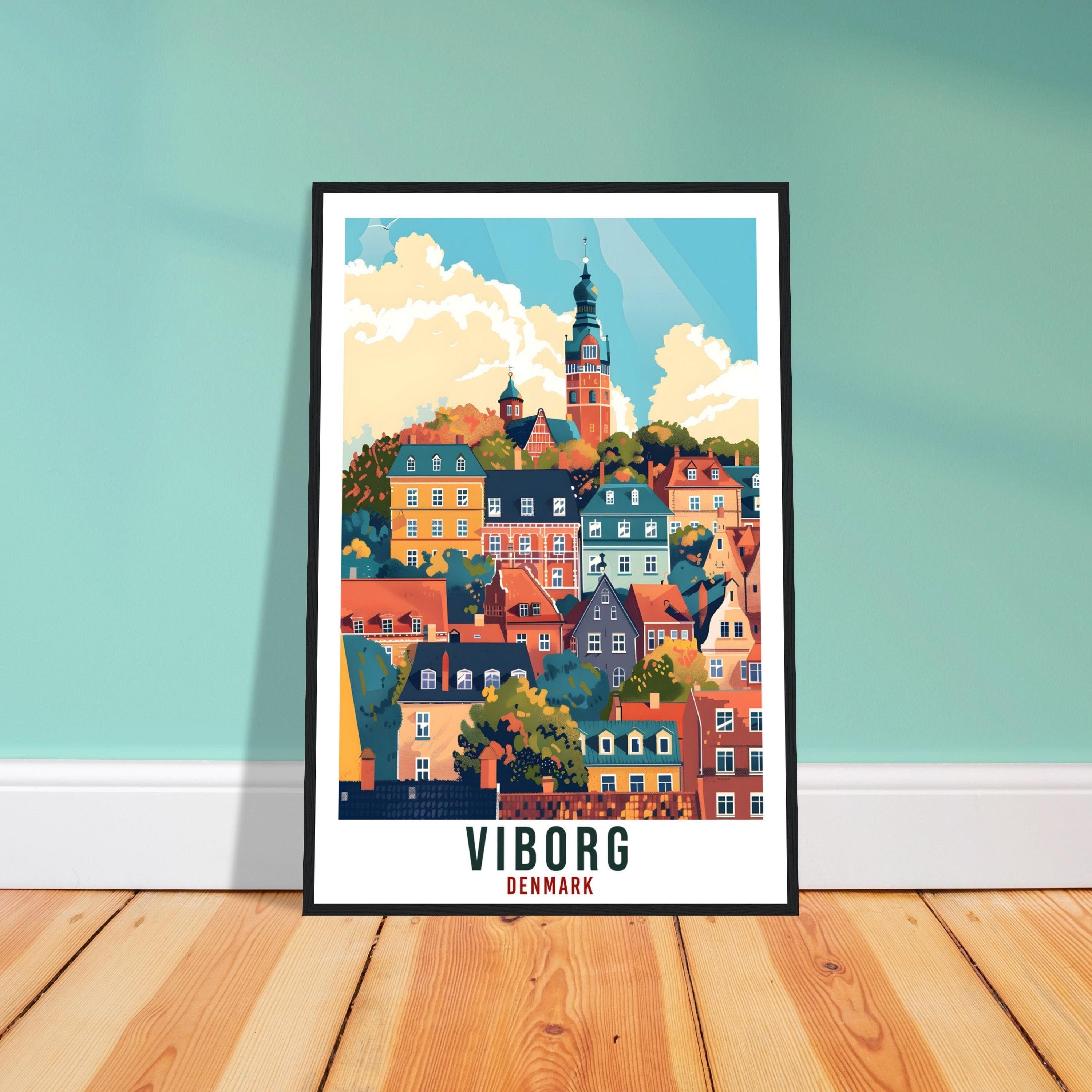 Viborg Travel Print Denmark Wall Art Wall Hanging Home Living Décor Viborg Gift Art Lovers Gift Denmark Artwork Gift Danish Travel Poster