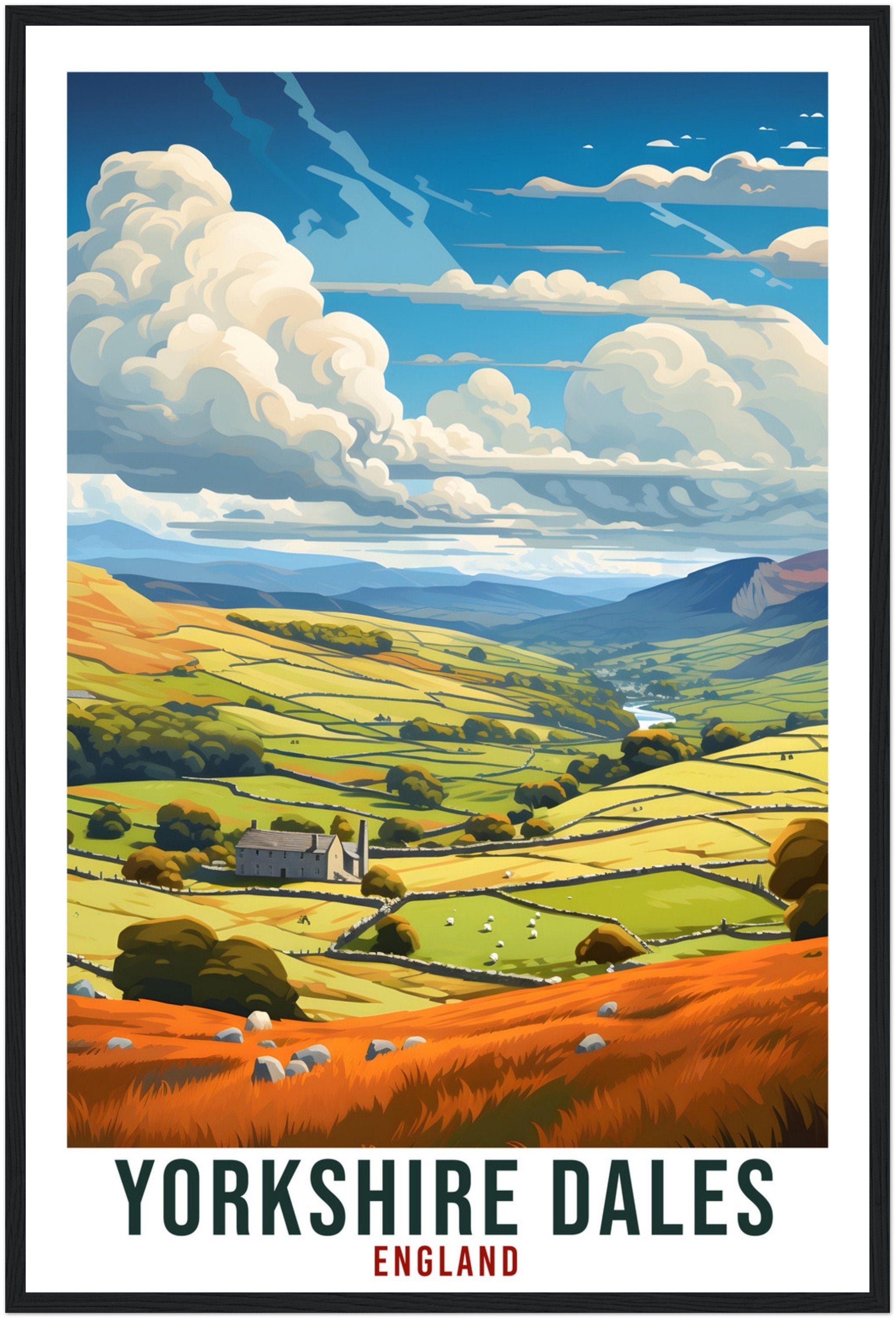 Yorkshire Dales Travel Print English Wall Art Home Decor Wall Hanging Travel Art Gift Yorkshire Dale Travel Poster England Landscape Artwork