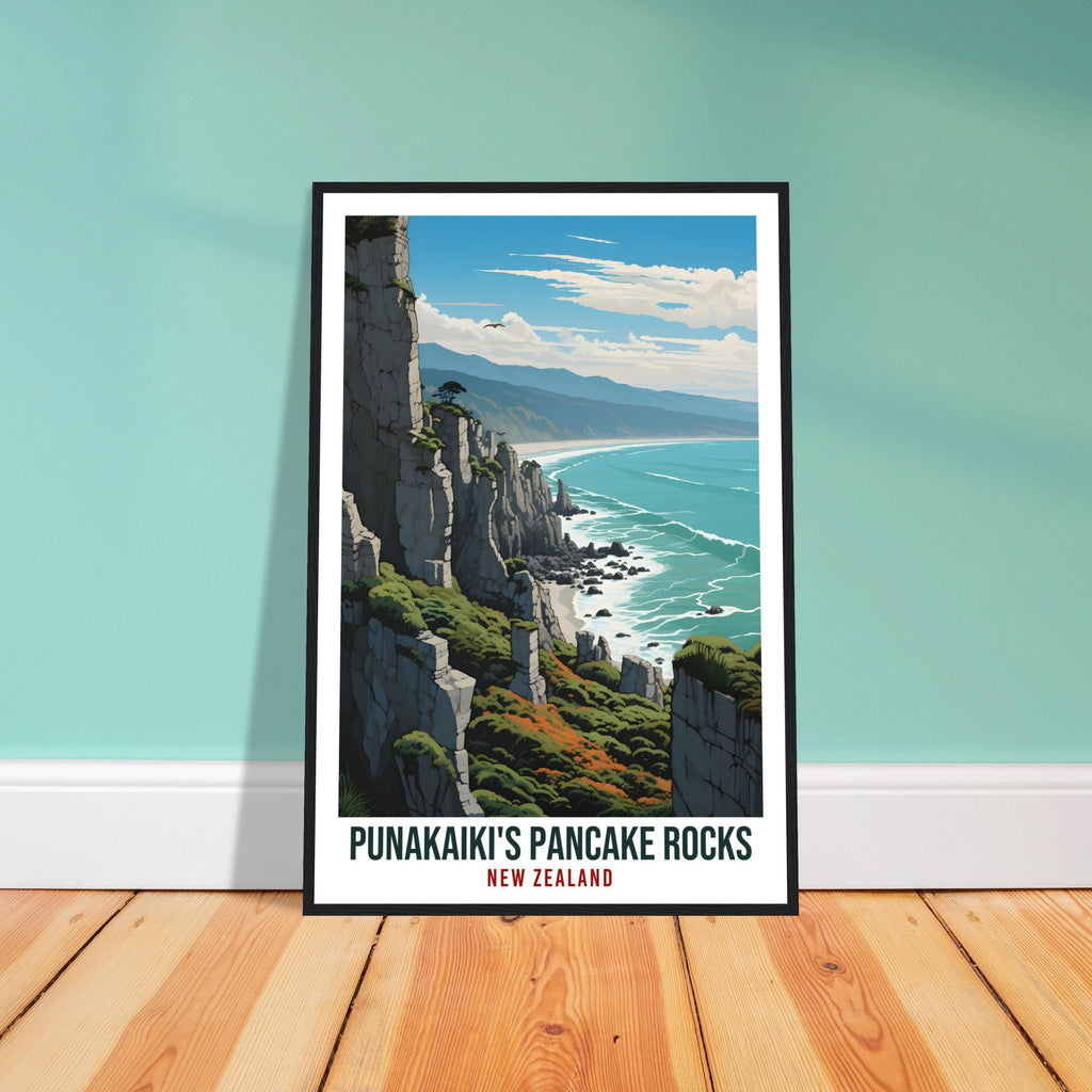 Punakaiki Pancake Rocks Travel Print Wall Art Punakaiki New Zealand Wall Hanging Artwork Punakaiki Travel Poster New Zealand Art Lovers Gift