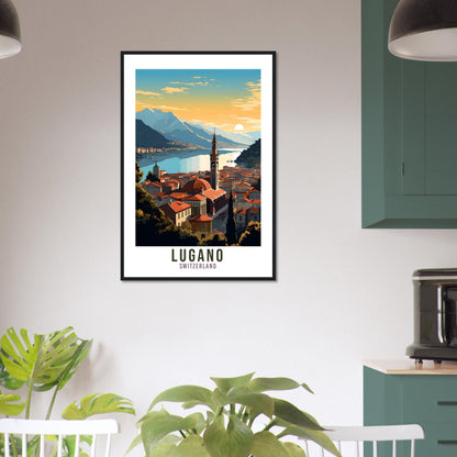 Lugano Travel Print Wall Art Lugano Lake Home Decor Switzerland Gift Holiday Lugano Art Print Lugano Travel Poster Swiss Landscape Artwork