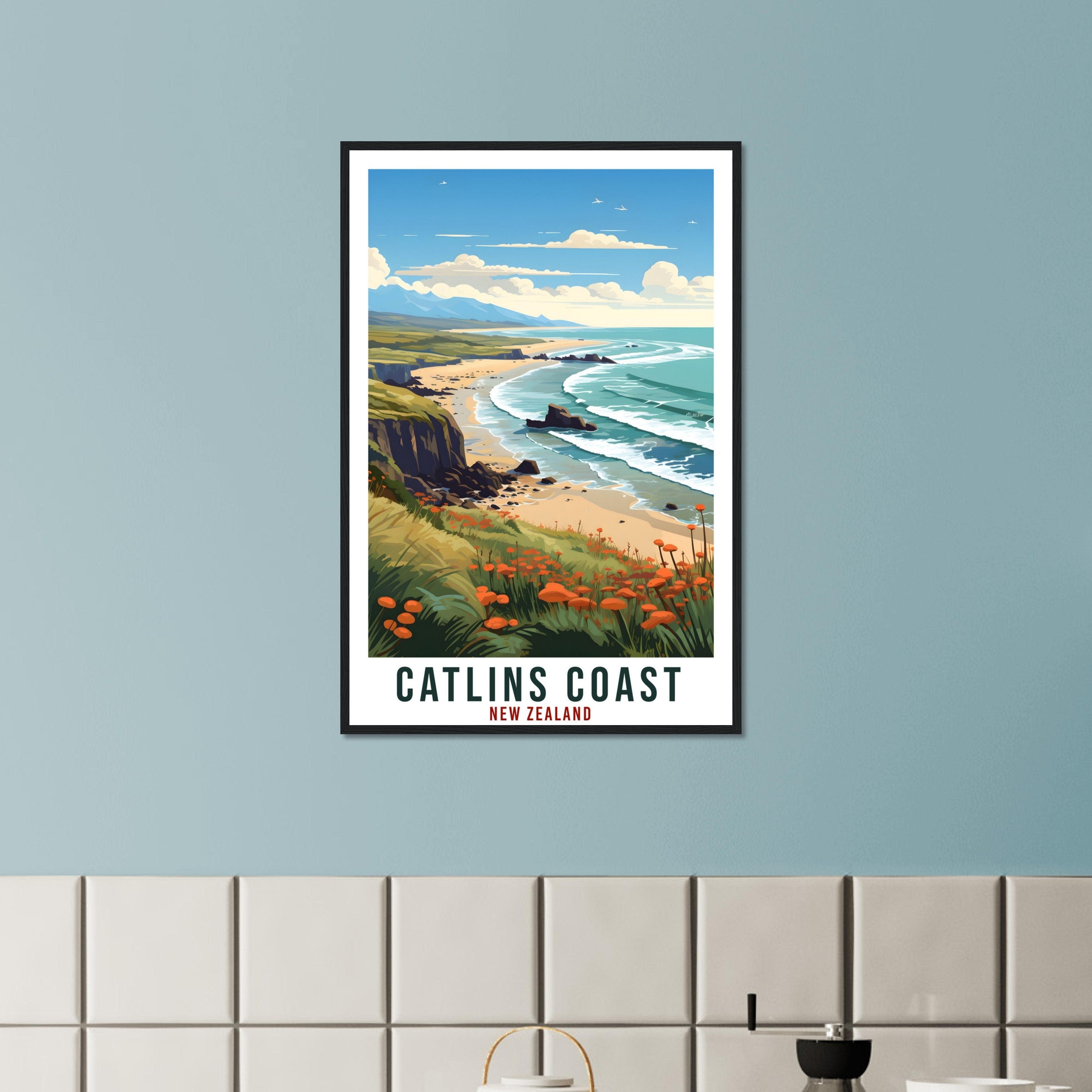Catlins Coast Travel Print Wall Art Catlins Coast New Zealand Wall Hanging Artwork Gift Catlins Coast Travel Poster New Zealand Art Lovers