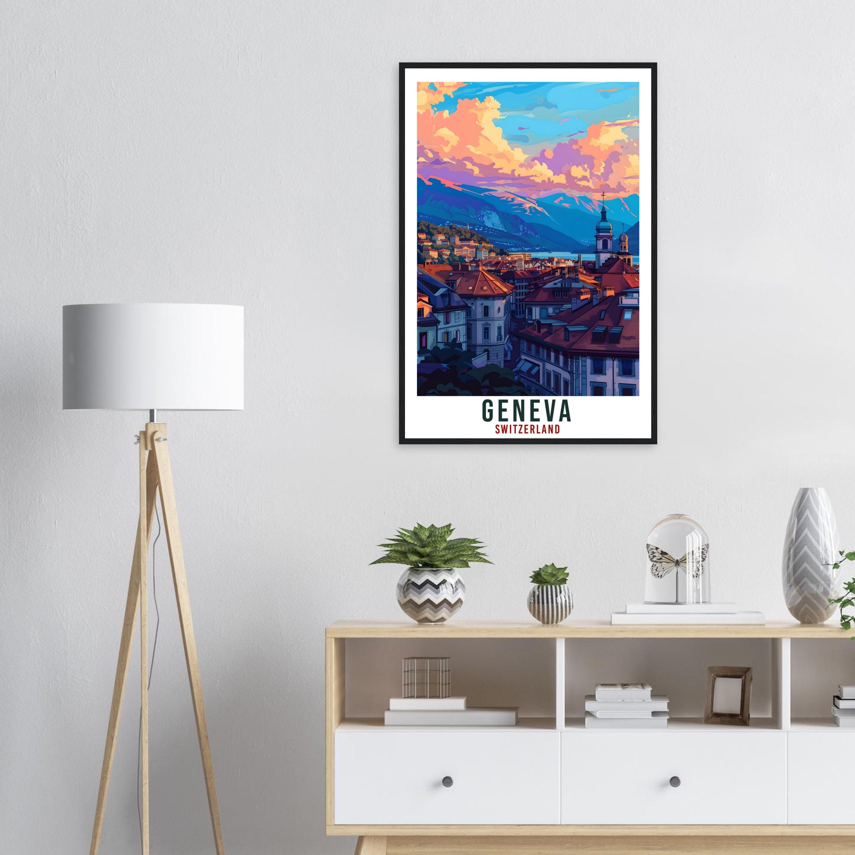 Geneva Travel Print Swiss Wall Art Wall Hanging Home Living Décor Geneva Gift Art Lovers Gift Switzerland Artwork Gift Swiss Travel Poster