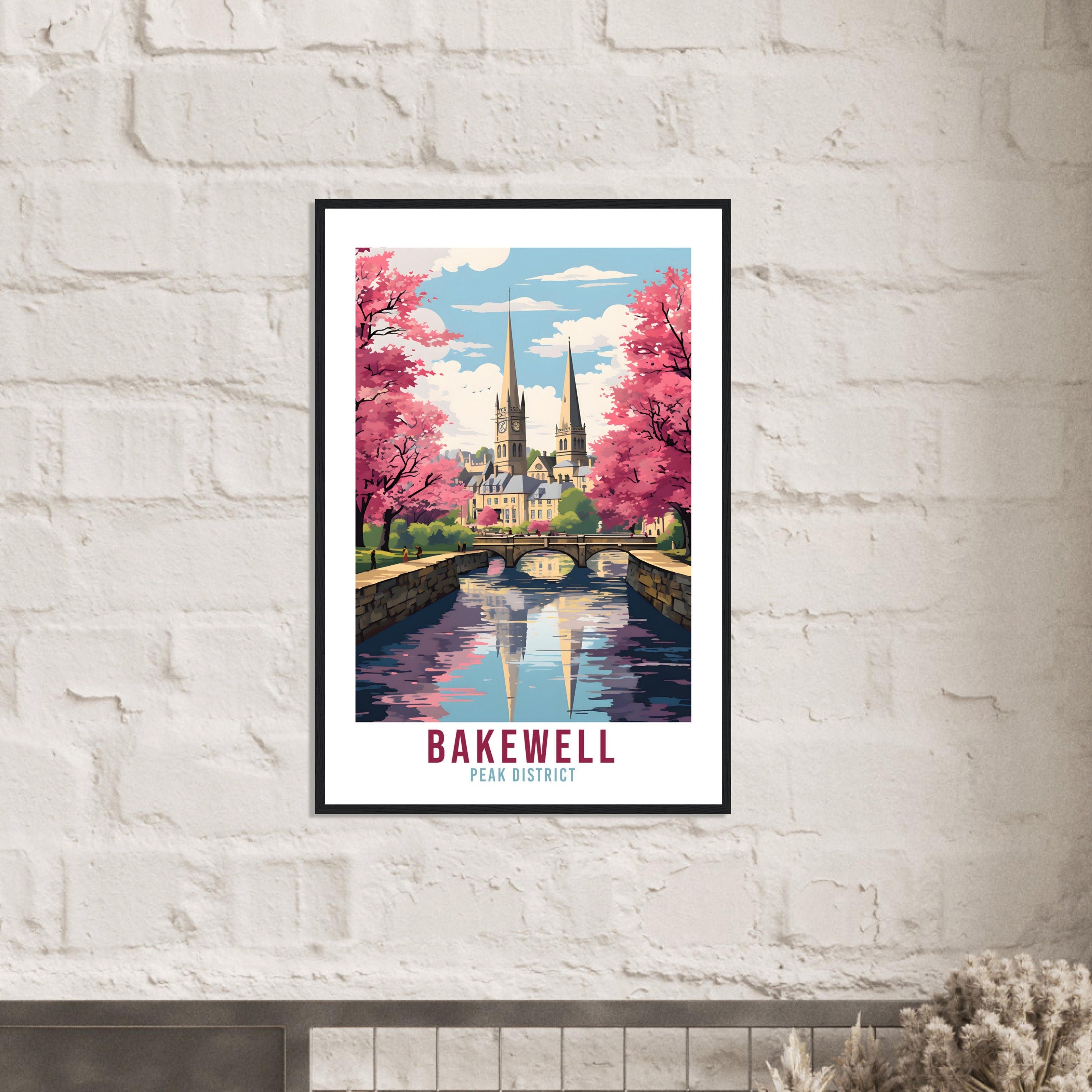 Bakewell Travel Print Peak District Home Decoration Derbyshire Landscape England Nature Wall Hanging Bakewell Artwork Travel Poster
