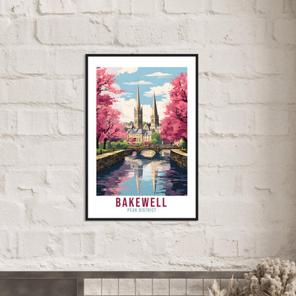 Bakewell Travel Print Peak District Home Decoration Derbyshire Landscape England Nature Wall Hanging Bakewell Artwork Travel Poster