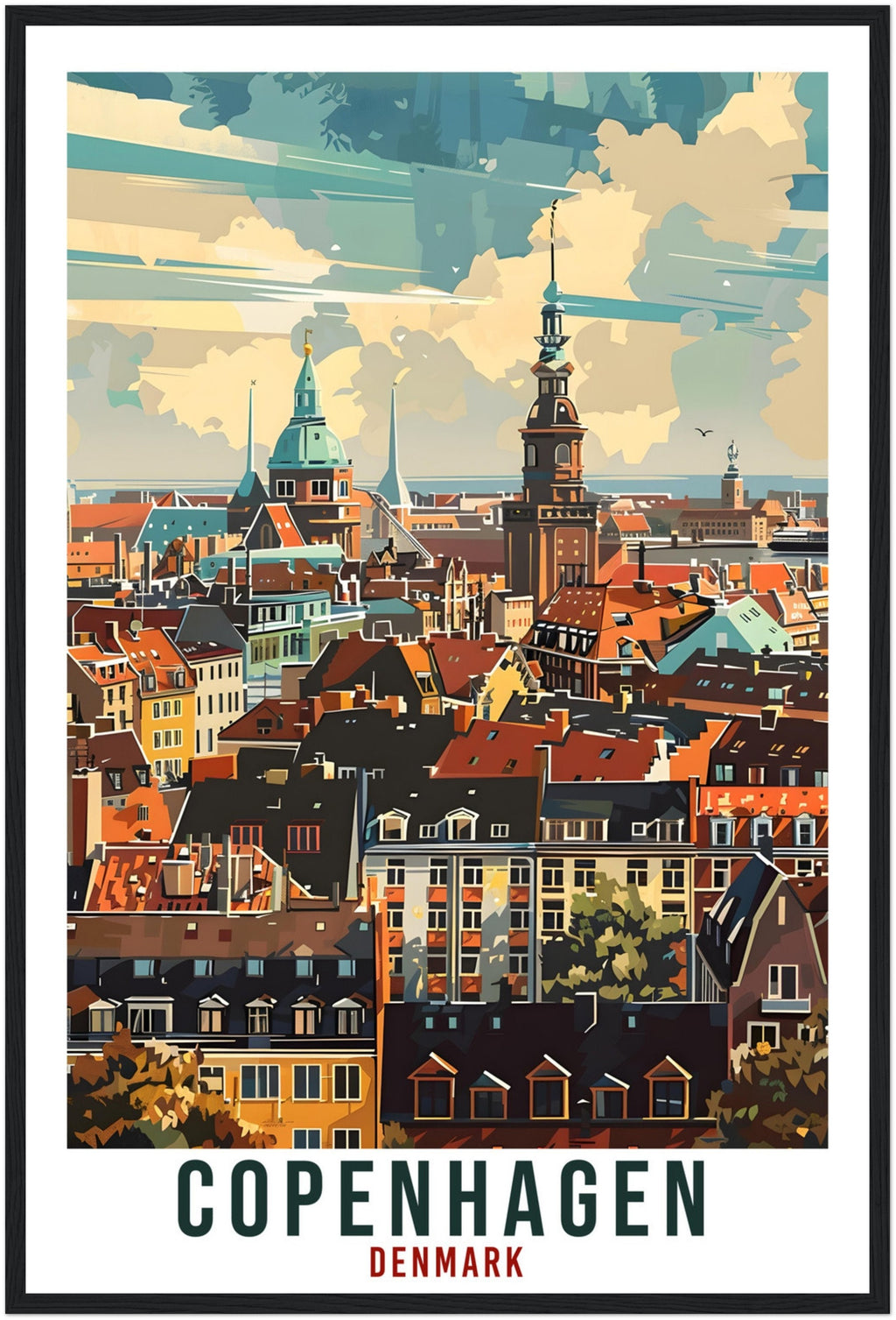 Copenhagen Travel Print Denmark Wall Art Wall Hanging Home Living Décor Copenhagen Gift Art Lovers Denmark Artwork Gift Danish Travel Poster