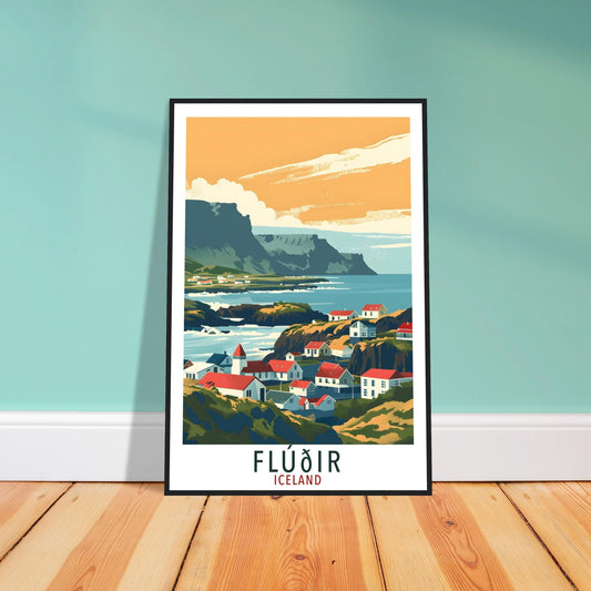 Fludir Iceland Travel Print Wall Art Wall Hanging Home Décor Fludir Gift Travel Art Iceland Fludir Artwork City Landscape Travel Poster