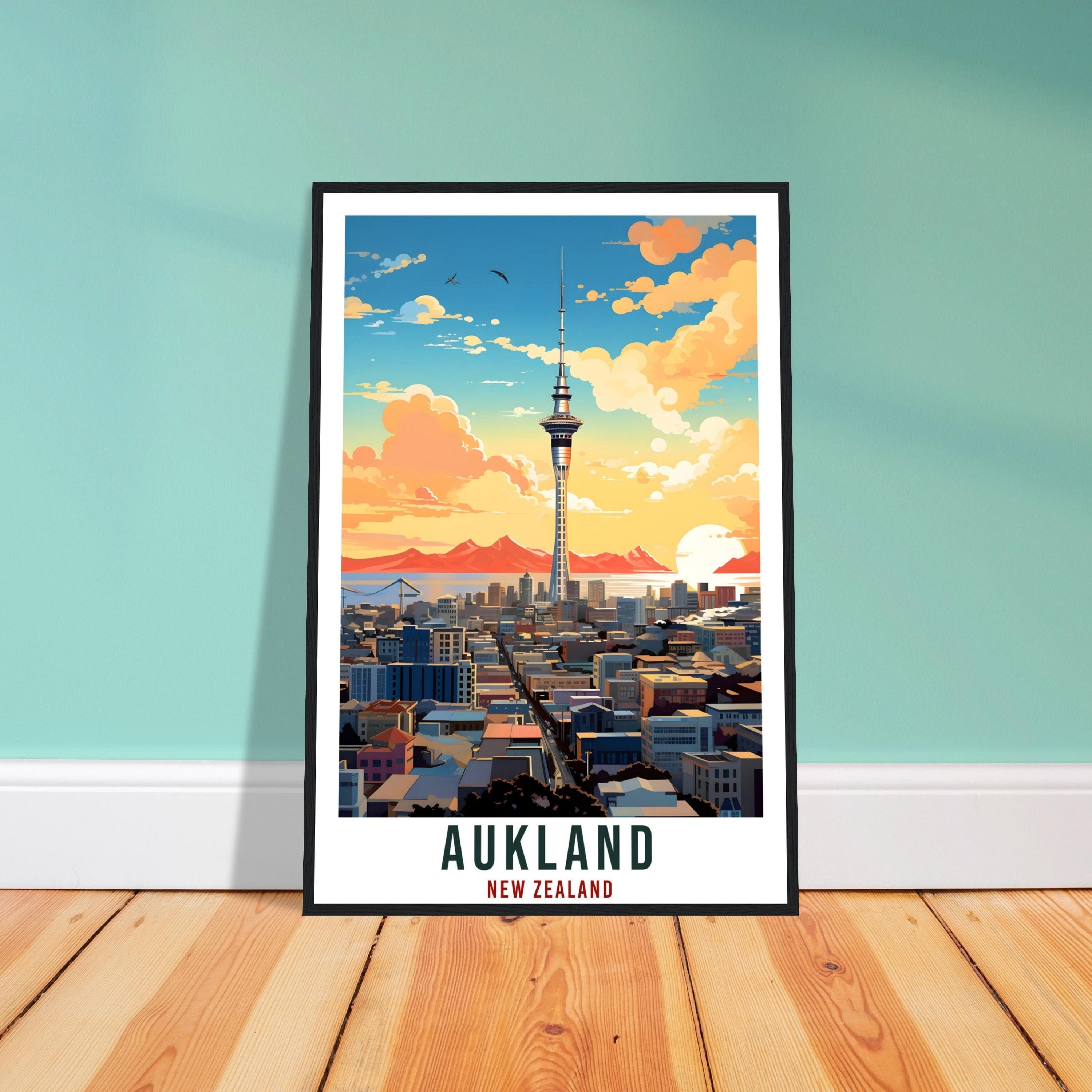 Aukland Travel Print Wall Art Aukland New Zealand City Landscape Artwork Aukland Art Gifts Aukland Travel Poster New Zealand Art Lovers Gift