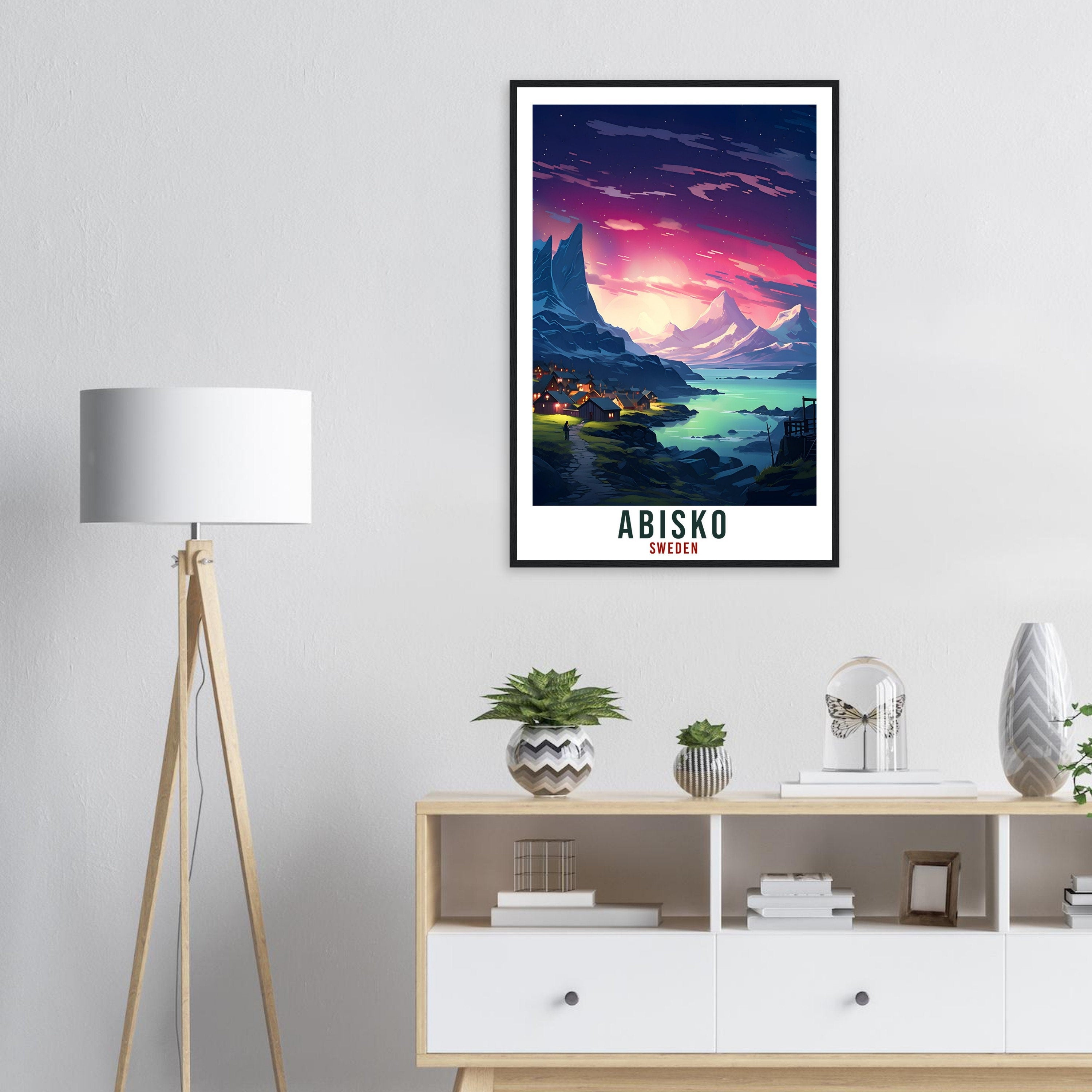 Abisko Travel Print Sweden Northern Lights Wall Art Wall Hanging Travel Art Gift Abisko Travel Poster Sweden Landscape Artwork Art Lover