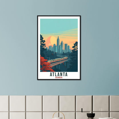 Atlanta Travel Print Georgia Home Decoration USA Cityscape Wall Art Gift Wall Hanging Art Lover Georgia Artwork Atlanta Travel Poster
