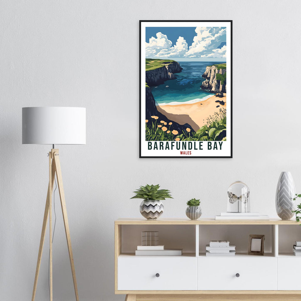 Barafundle Bay Travel Print Wales Home Decor Barafundle Bay Wall Art Wall Hanging Art Lover Wales Artwork Travel Poster Barafundle Bay Art