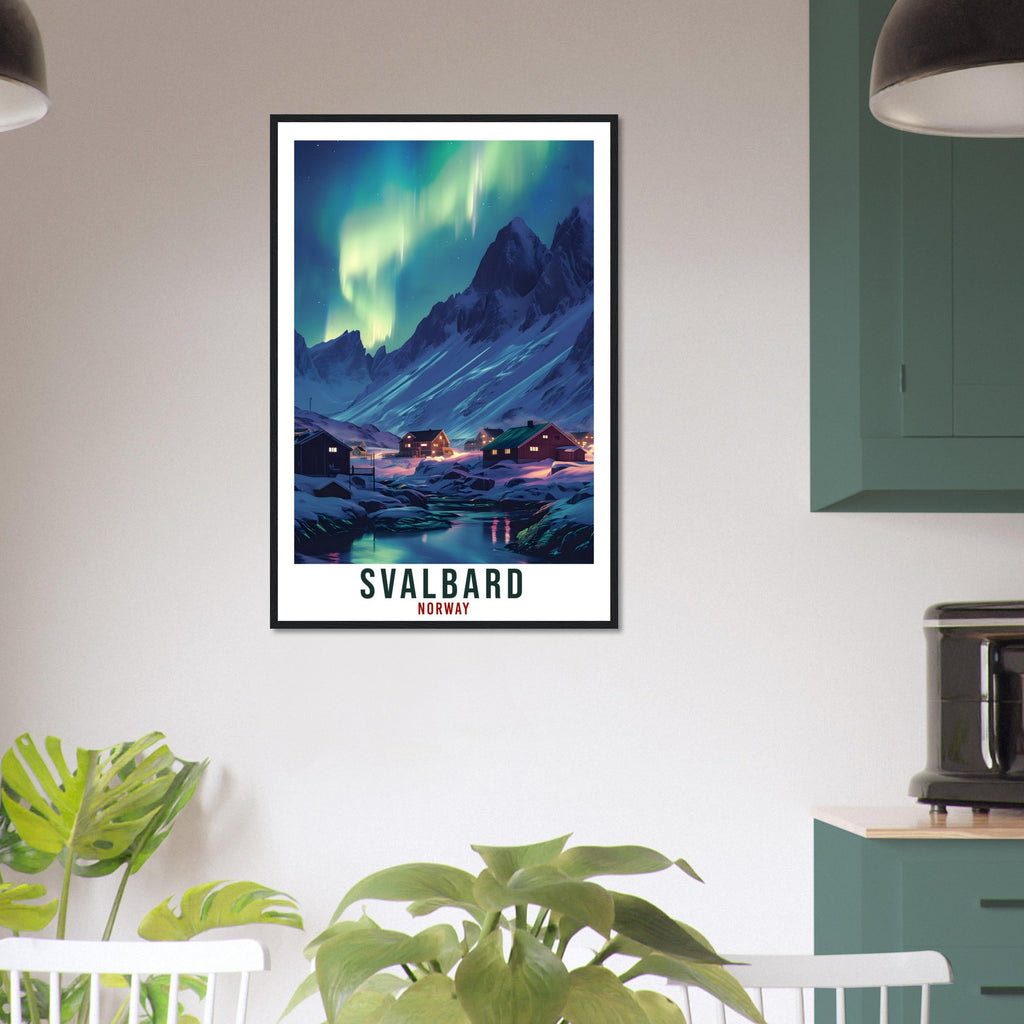 Svalbard Travel Print Winter Northern Lights Wall Art Wall Hanging Travel Art Gift Svalbard Travel Poster Norway Landscape Artwork Art Lover