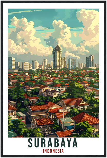 Surabaya Travel Print Wall Art Wall Hanging Home Décor Surabaya Gift Landmark Artwork Travel Art Lovers Indonesia Surabaya Travel Poster